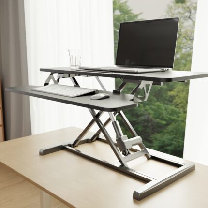 Motor  Sit-Stand Desk Converter with Keyboard Tray（1010 MMSize）
